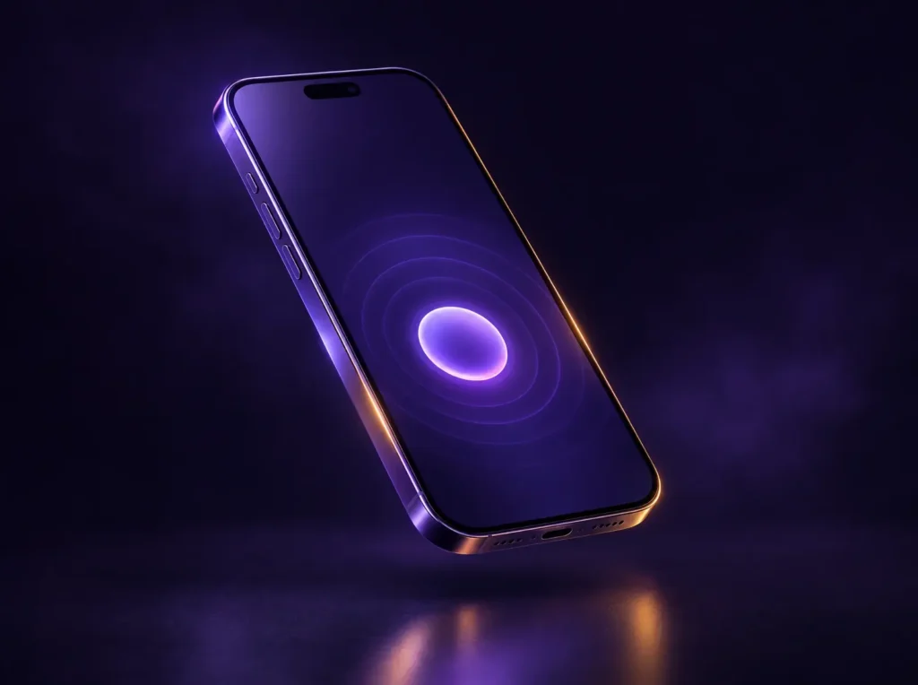 A smartphone with a single glowing call button on screen